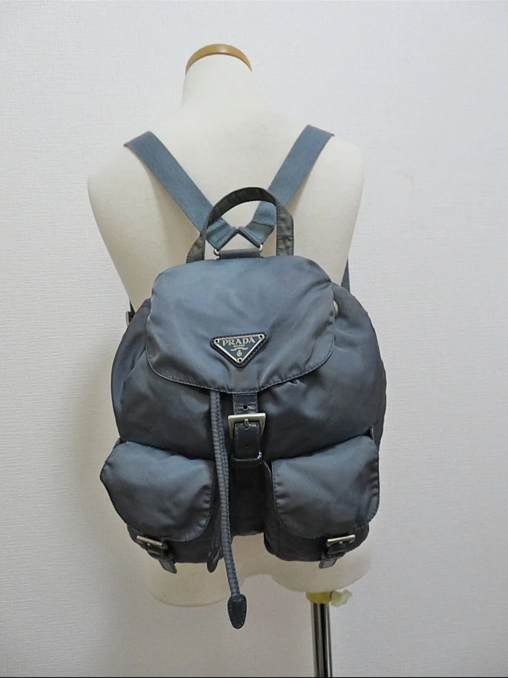 Prada Nylon Backpack in Slate Gray